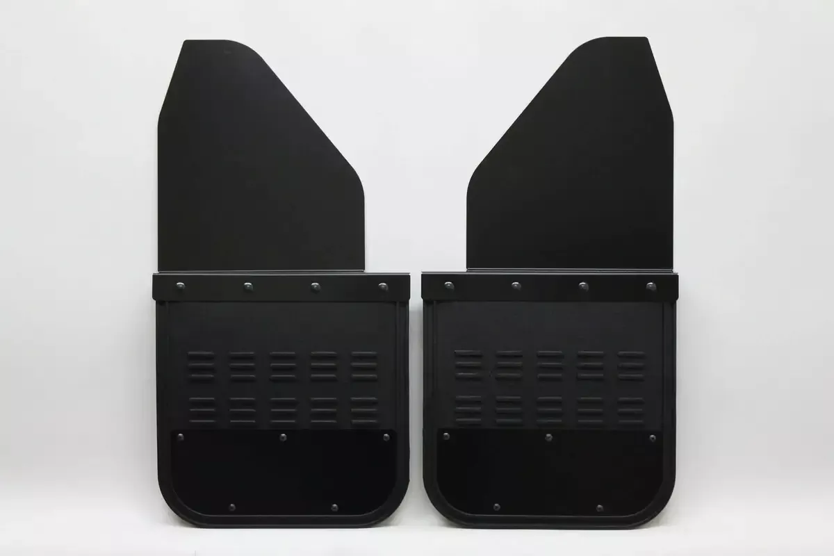 14″ Long Black Universal Kickback Mud Flaps W/ 2″ Kickback – AIHOFFSET-14-BPC