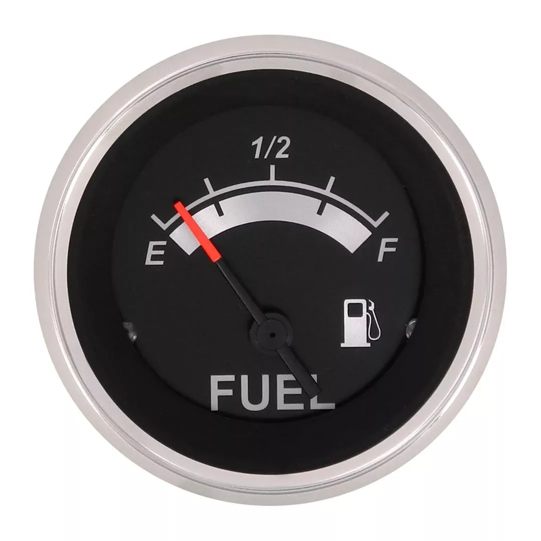 Sierra 67021P Black Sterling Series 2" Stainless Steel Fuel Gauge & Requires "F" Sender Code