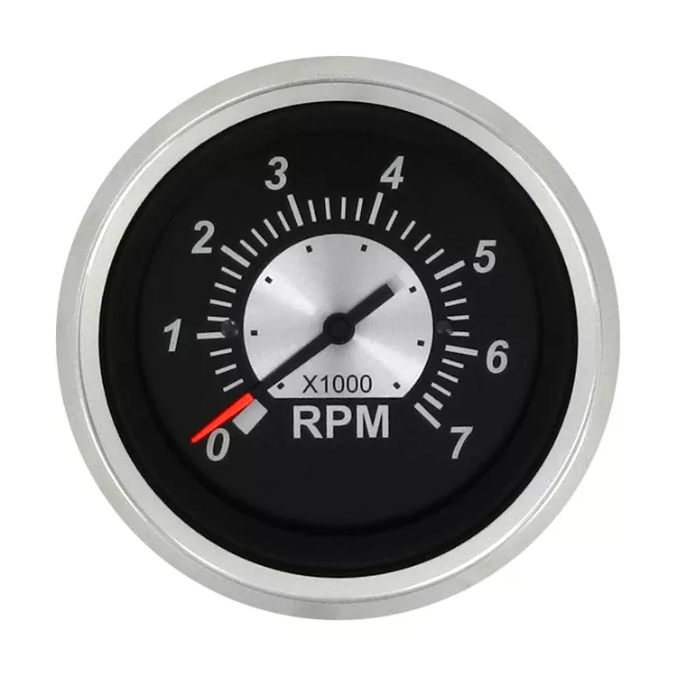 Sierra 67363P Black Sterling Series 3" Stainless Steel Outboard & 4 Stroke Gas Engine 0-7000 RPM Dial Range Tachometer with Outboard Alternator or Coil Sender Code